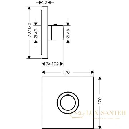 термостат встраиваемый axor showers, 36718000,elect, для душа, (внешняя часть), хром