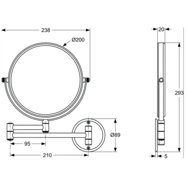 косметическое зеркало ideal standard iom a9111aa x3, хром