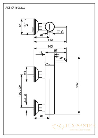 смеситель emmevi ade 78002l/a/cr для душа, хром