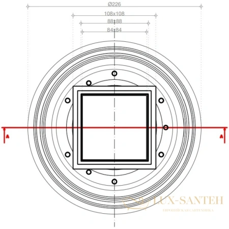 душевой трап bettoserb confluo standard plate vertical 13702567 94x94/50 мм 2 в 1 с основой под плитку, хром