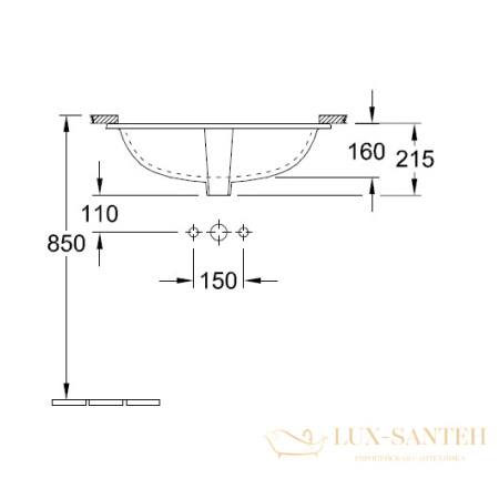 раковина встраиваемая снизу villeroy & boch o.novo 4162 60 r1 ceramicplus 600х350 мм, белый