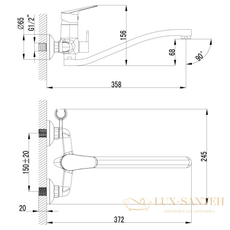 смеситель lemark partner lm6553c универсальный, хром