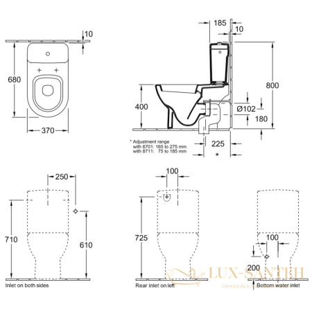 бачок villeroy & boch subway 77231101 для унитаза, альпийский белый