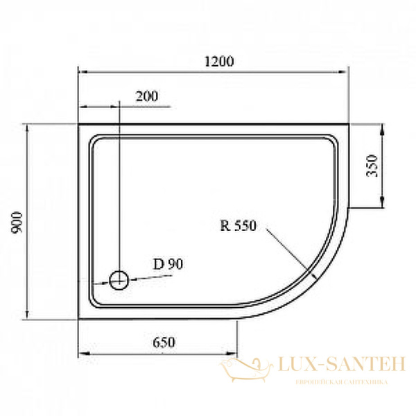 душевой поддон cezares tray smc tray-m-rh-120/90-550-35-w-r из стеклокомпозита 120x90 r, белый