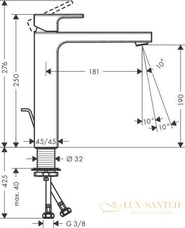 смеситель для раковины hansgrohe vernis shape 71562670 матовый чёрный