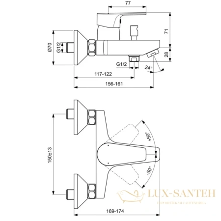 комплект смесителей ideal standard esla bc264aa, хром