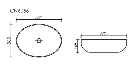 умывальник чаша накладная овальная черный матовый, ceramica nova element 502*363*145мм cn6056mb