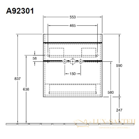 тумба под раковину villeroy & boch venticello a92301dh 55.3x50.2x59, белый