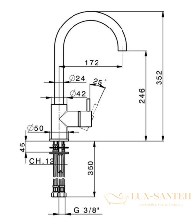 смеситель для раковины cisal less new, ln00053521, с поворотным изливом, хром