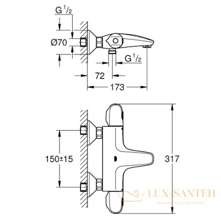 термостатический смеситель grohe grohtherm 1000 34816003 для ванны, хром