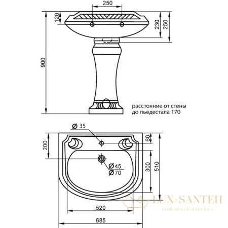 пьедестал cezares king palace czr-431-t, белый