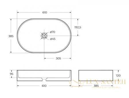 раковина накладная belbagno bb1479, 610х385х120 мм, белый