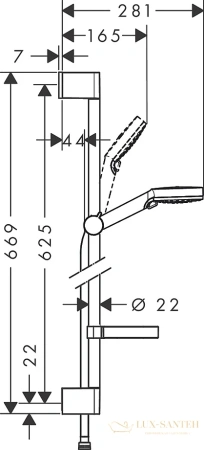 душевой гарнитур hansgrohe crometta vario 650 26553400 с мыльницей, хром