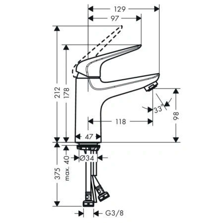 смеситель для раковины hansgrohe novus 71032000, хром