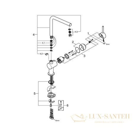 смеситель grohe minta 31375000 для мойки, хром