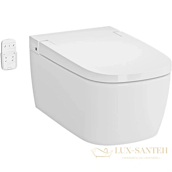 подвесной безободковый унитаз vitra v-care 5674b003-6193 с функцией биде с сиденьем микролифт basic, белый