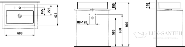 раковина laufen living 8.1143.2.000.108.1 накладная 60 см, белый глянцевый 