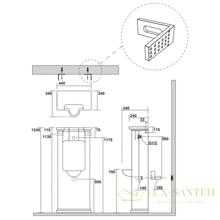 писсуар kerasan waldorf 413101bi напольный, белый