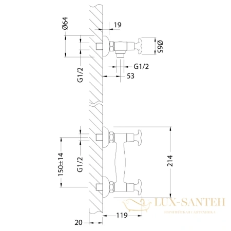 смеситель lemark flora lm0103c для душа, хром