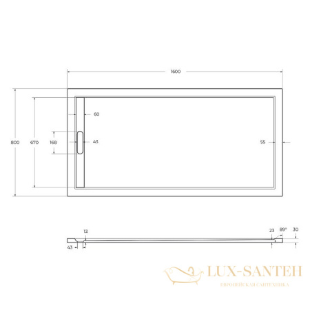 душевой поддон cezares tray as tray-as-ah-160/80-30-w из искусственного камня 160x80, белый