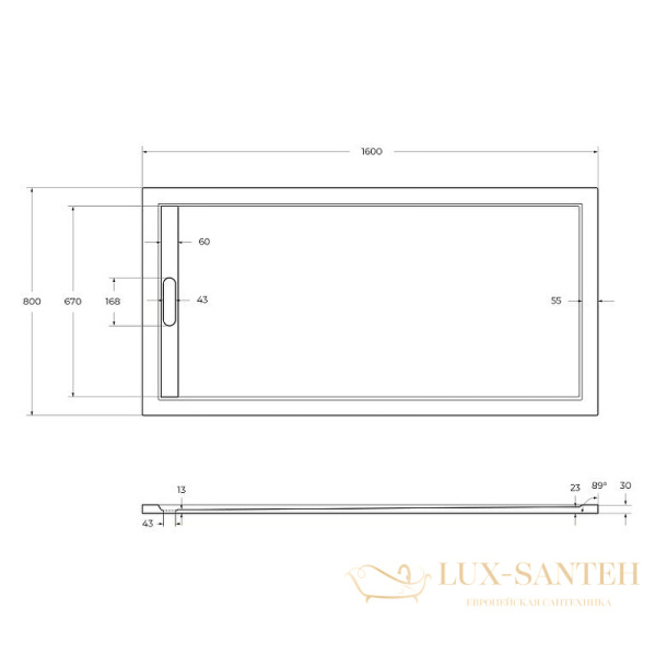 душевой поддон cezares tray as tray-as-ah-160/80-30-w из искусственного камня 160x80, белый