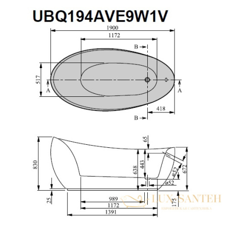 квариловая ванна villeroy & boch aveo new generation 190х95 ubq194ave9w1v-01, белый alpin