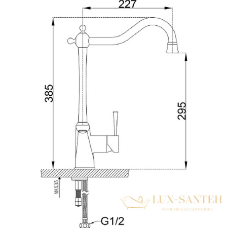 смеситель zorg sanitary zr 353 yf для кухни, хром