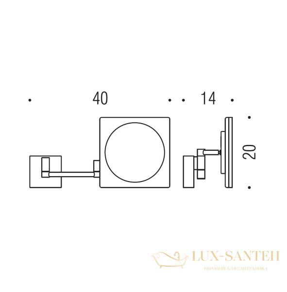 зеркало косметическое colombo design complementi b9756.0cr 20x20 см с подсветкой, хром