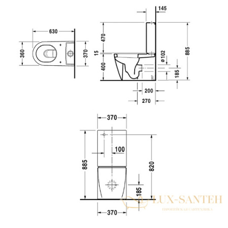 чаша напольного унитаза duravit starck 2 2145090000, белый