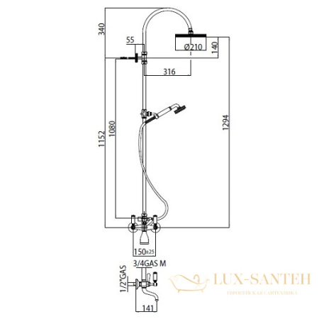 душевая система bossini liberty l01203.030, хром