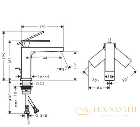 смеситель для раковины hansgrohe tecturis e 73010670 с донным клапаном, черный матовый