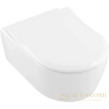 подвесной безободковый унитаз villeroy & boch avento 5656rs01 с сиденьем микролифт, альпийский белый