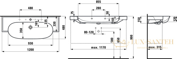 раковина laufen the new classic 8.1385.8.757.107.1 подвесная 120 см, белый матовый 