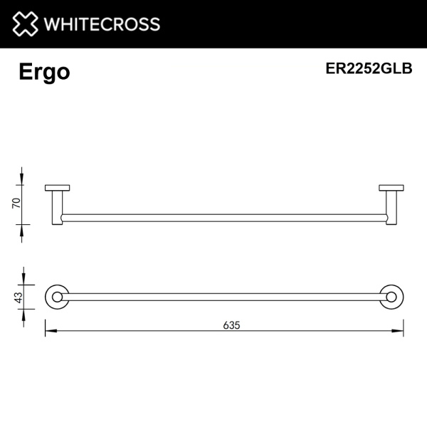 полотенцедержатель 600 мм. whitecross ergo er2252glb, брашированное золото