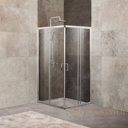 душевой уголок belbagno unique unique-a-2-85/100-c-cr 100х100 см профиль хром, стекло прозрачное 