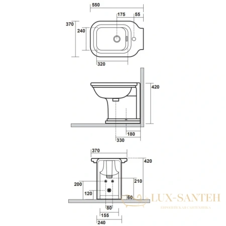 биде kerasan waldorf 4121k1bi/cr*1 напольное, белый