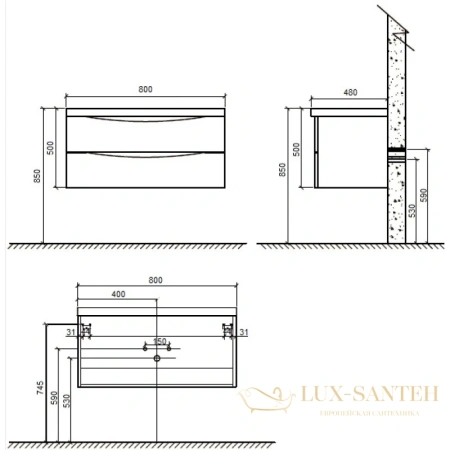 раковина belbagno ancona-n ea-800-lvb 80x48 см, белый