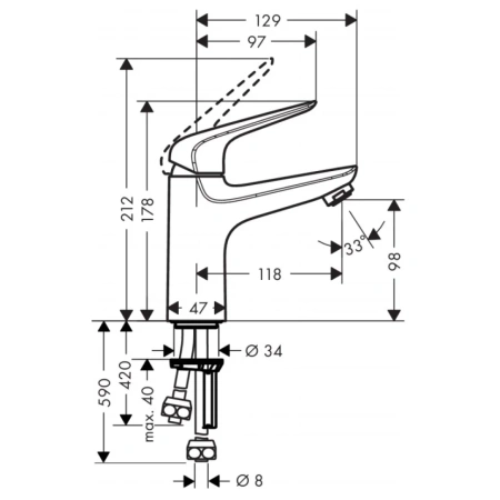 смеситель для раковины hansgrohe novus 71036000, хром