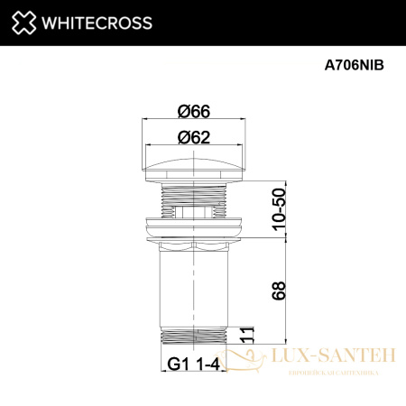 донный клапан whitecross a706nib для умывальника, клик-клак, брашированный никель