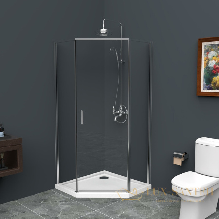 душевой уголок belbagno uno uno-195-p-1-100-c-cr 100х100 см профиль хром, стекло прозрачное 