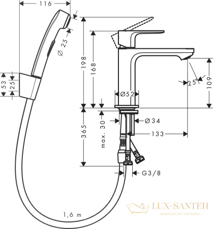 смеситель для раковины hansgrohe rebris 72216000