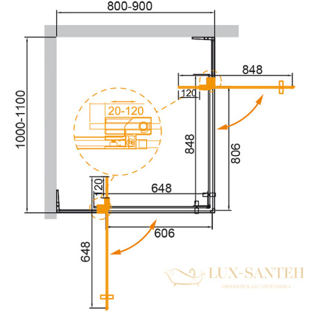 душевой уголок cezares slider slider-ah-2-80/90-100/110-c-nero 110х90 профиль черный матовый, стекло прозрачное