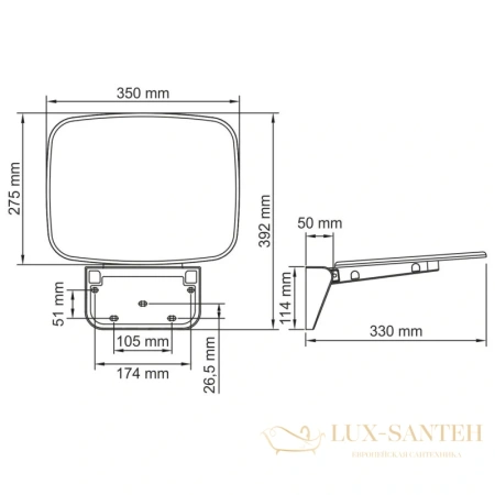 сиденье для душа wasserkraft ss402, черный