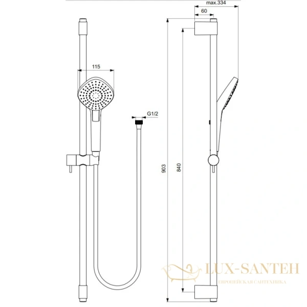 душевой гарнитур ideal standard evo diamond l3 b2238aa, хром