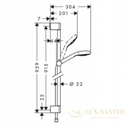 душевой набор multi со штангой 90 см hansgrohe croma select s 26570400 белый/хром