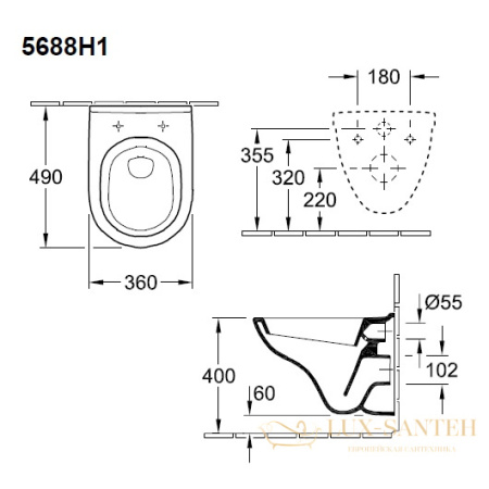 подвесной унитаз villeroy & boch o.novo 5688 h1 r1 compact, ceramicplus, белый