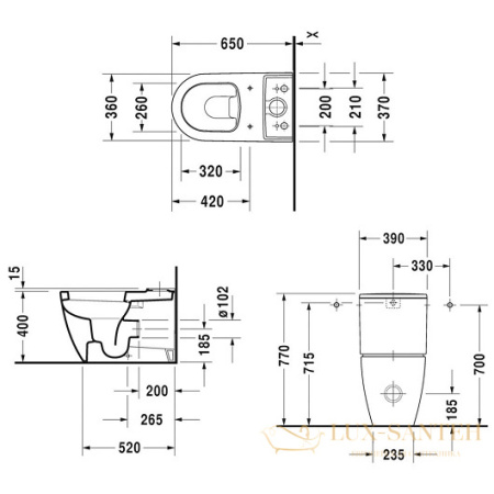 бачок для унитаза duravit me by starck 0938100005, белый