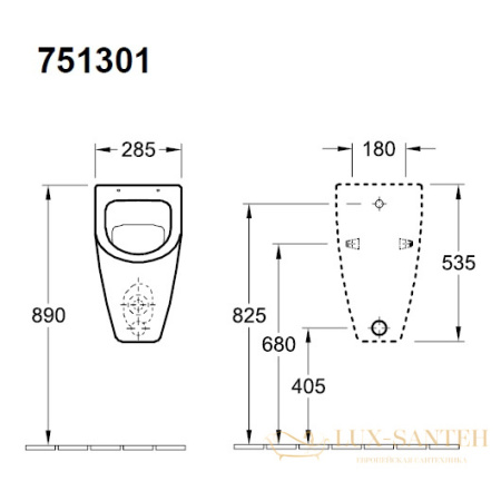 писсуар villeroy & boch subway 7513 01 01 с отверстиями под крышку, белый