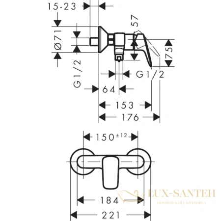 смеситель для душа hansgrohe logis 71600670, черный матовый