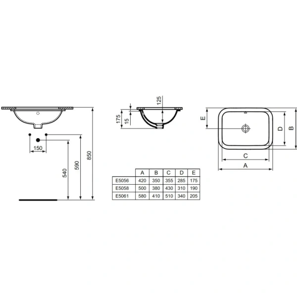 раковина ideal standard connect e505801 50х38 см, белый